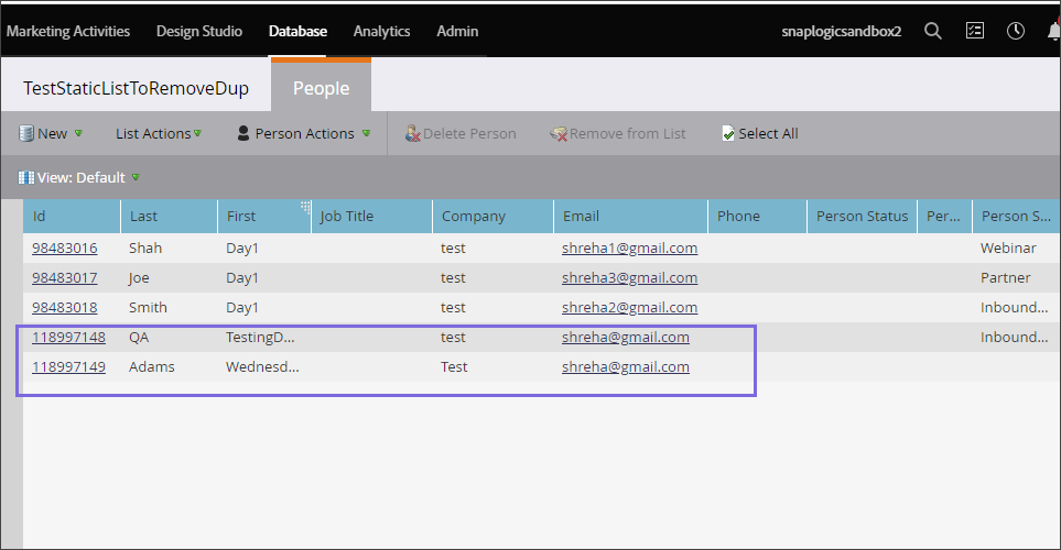 Static List with duplicate records
