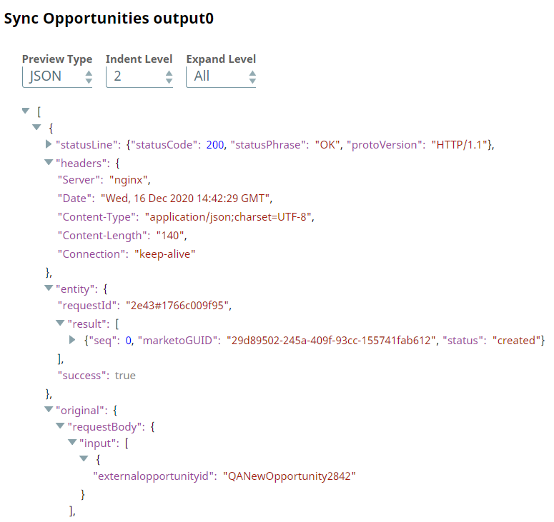 Sync Opportunity Output
