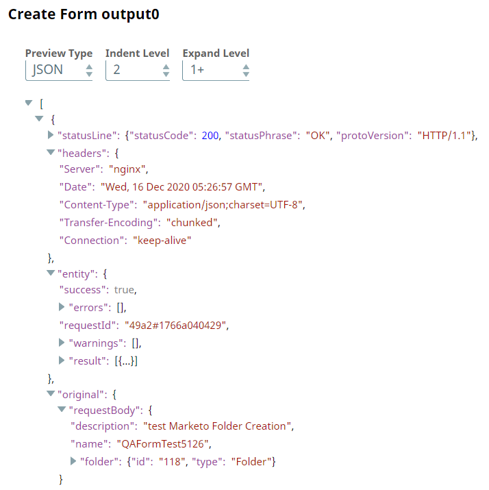 Asset Write Create Form output