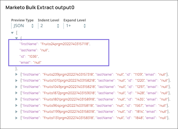 Bulk Extract Output