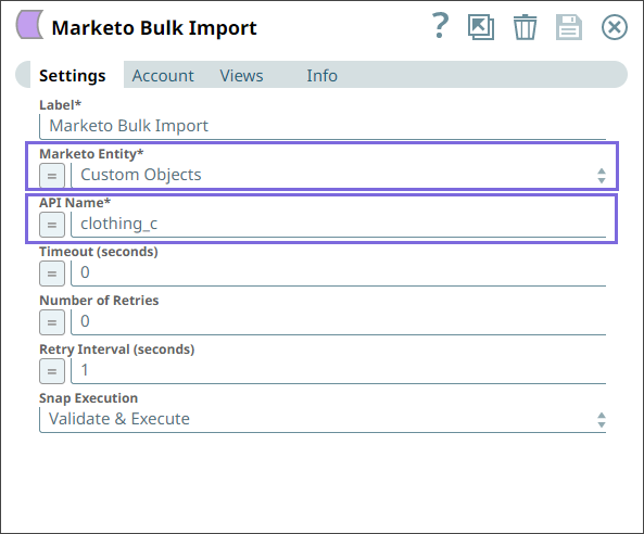 Bulk Import Snap Configuration
