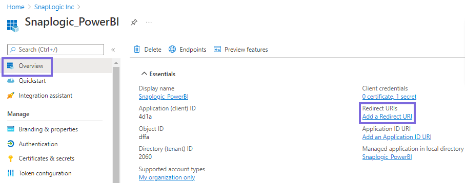 Add a Redirect URI
