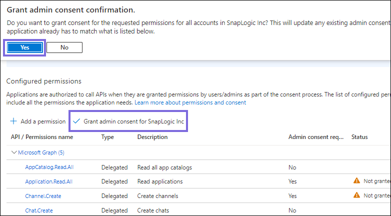 Grant admin consent