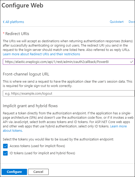 Save the platform configurations