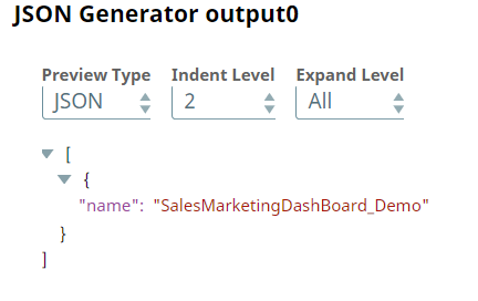 JSON Generator Snap settings