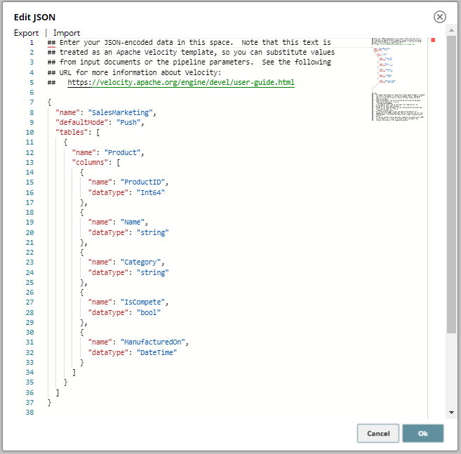 JSON Generator Snap output preview