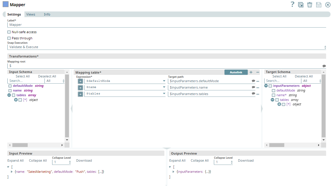 Mapper Snap settings