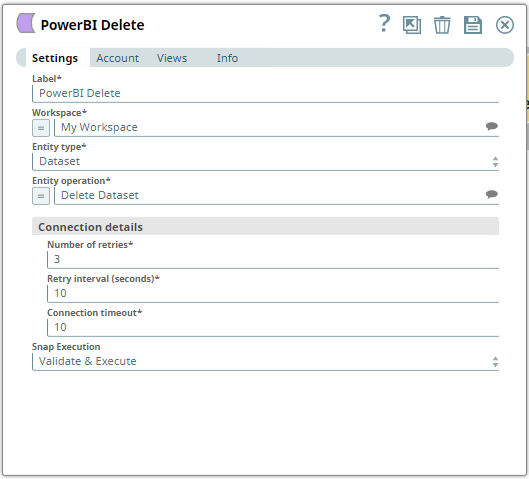 Power BI Delete Snap settings