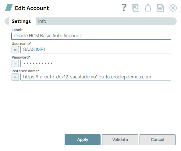 Oracle HCM Basic Auth Account