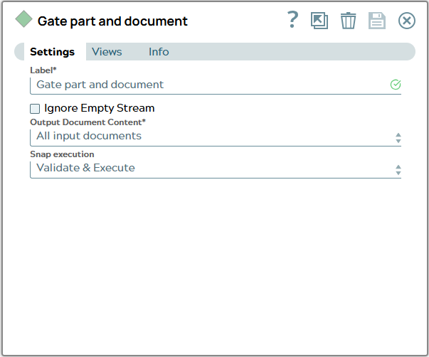 Settings tab of Gate Snap. All input documents shall be content of output document.