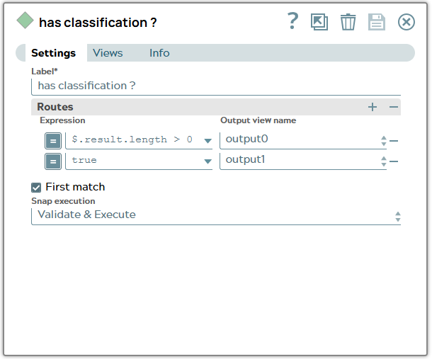 Router Snap with logic to ga to first branch in case result list object is empty and to second branch otherwise.