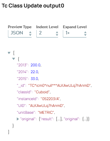 JSON output document of Tc Classification Create Snap with metadata with updated classification object.