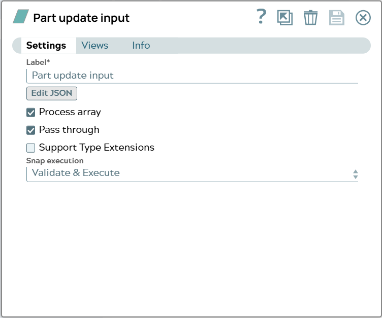 Settings tab of second JSON Generator Snap.
