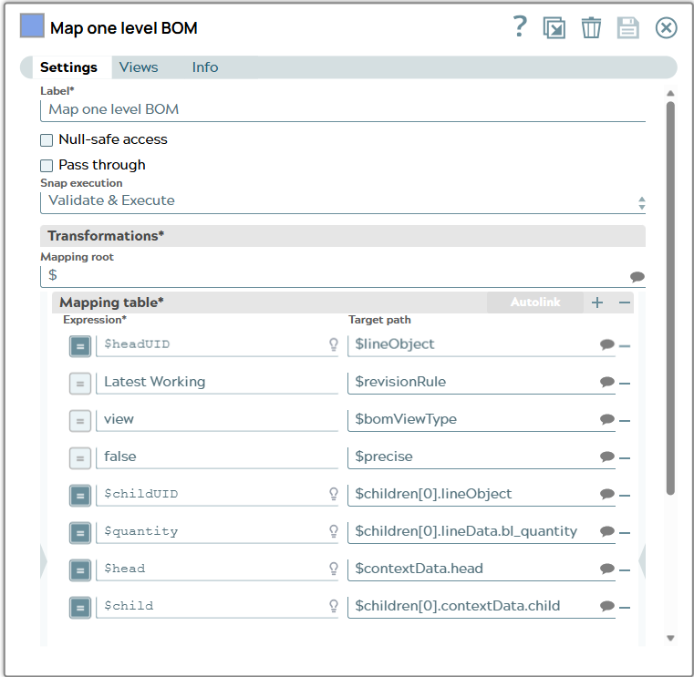 Settings of Mapper Snap.