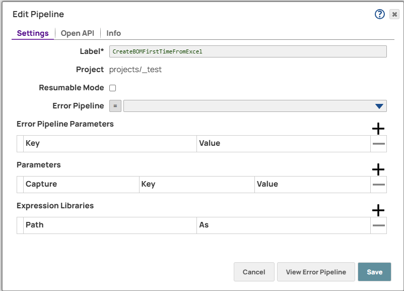 Create new pipeline dialog is shown with a given name.