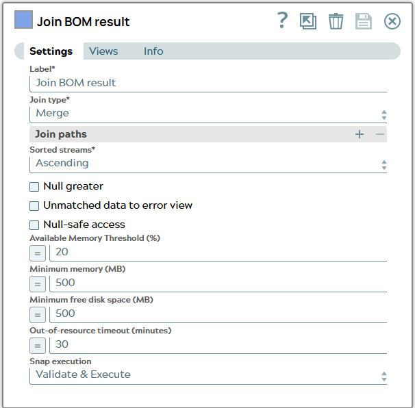 Settings of Join Snap are set to Merge and no specific join pathes.