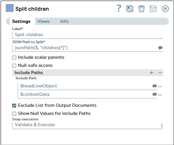 Properties of Splitter Snap where path to split is children list.