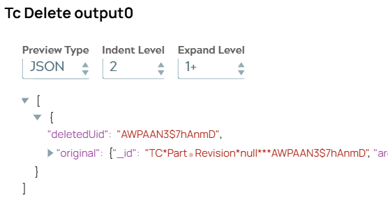 Single Tc Info Snap and Settings tab including UID of deleted object.