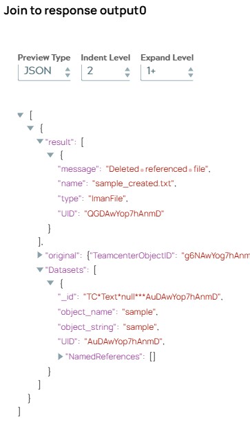 JSON output document of Join Snap.