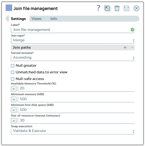 Join Snap settings using Join type 'Merge'.
