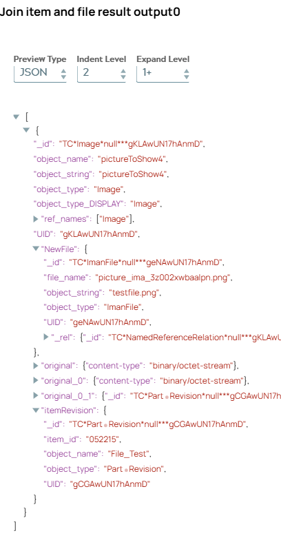 JSON document output of Join Snap.