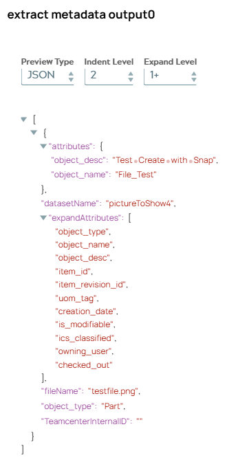JSON output document with mapping result.
