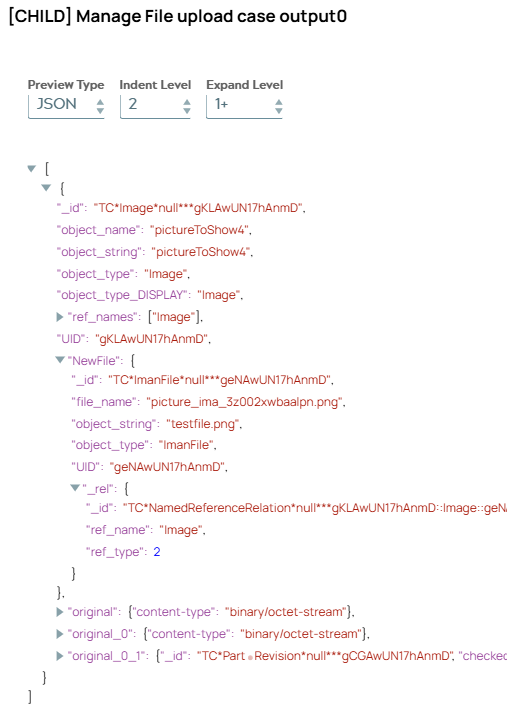 JSON ouput document including result of child pipeline execution.