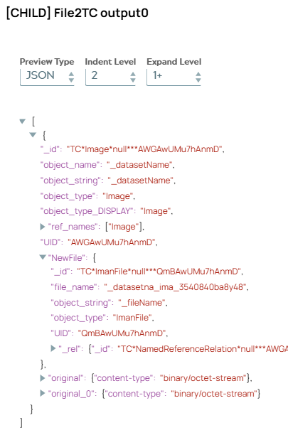 JSON output document of Pipeline Execute Snap.