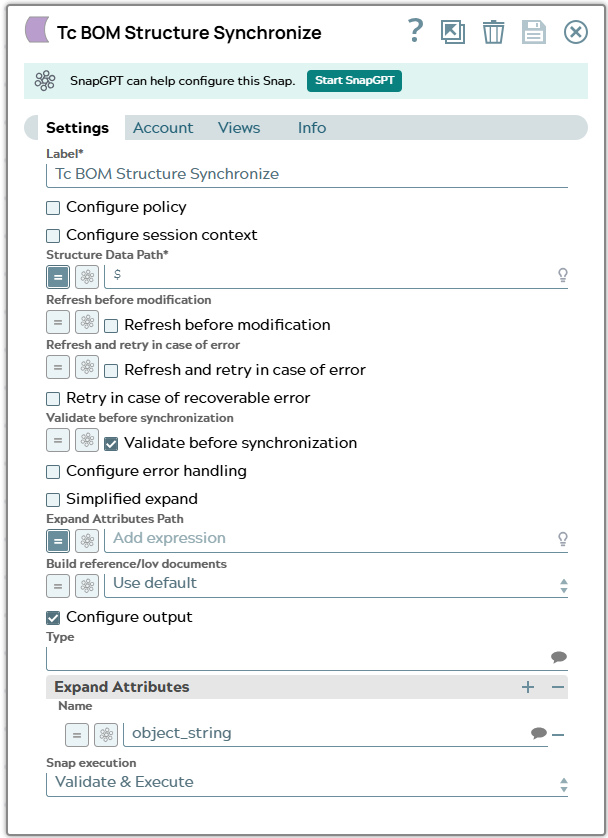 Settings tab of snap to show example values.