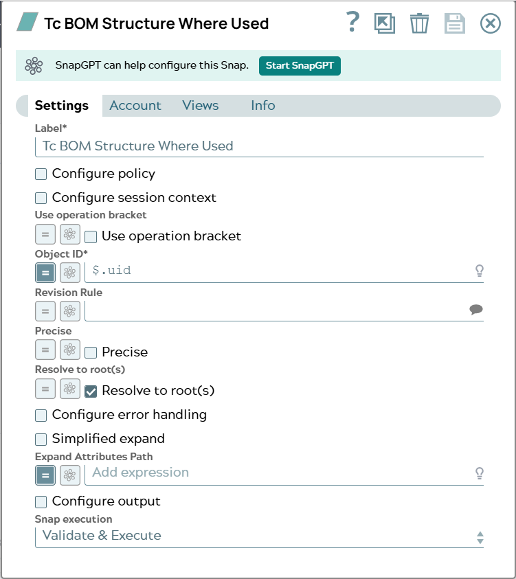 Settigns of Snap matching information of input document.