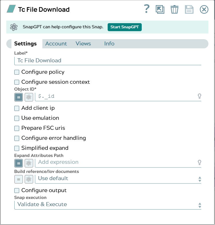 Settings tab of snap to show example values.