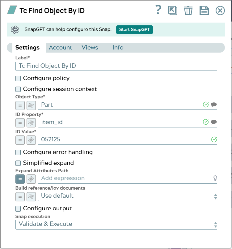 Settings tab of snap to show example values.
