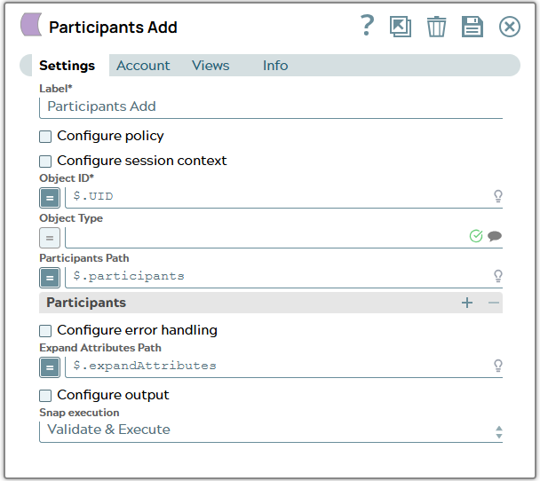 Settings tab of snap to show values for example.