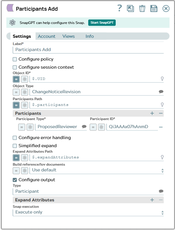 Settings tab of snap to show example values.