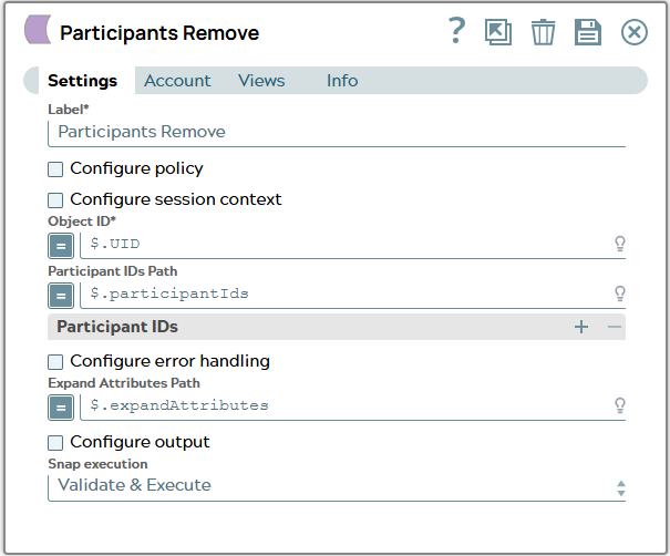 Settings tab of snap to show values for example.