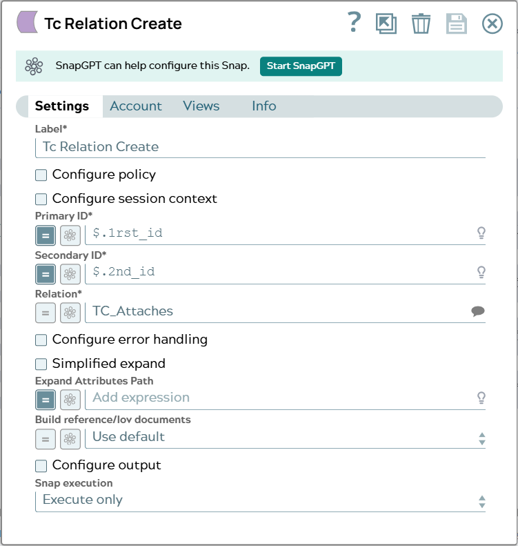 Settings tab of snap to show example values.