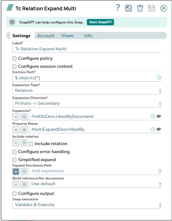 Setting of Snap matching input document information.