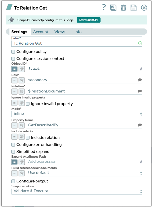 Settings tab of snap to show example values.