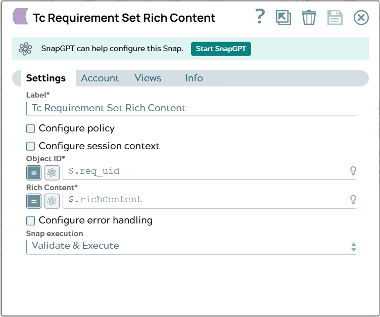 Settings of Snap matching information of input document.