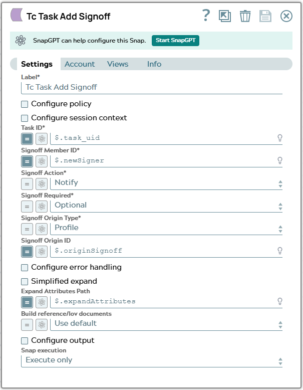 Settings tab of snap to show example values.