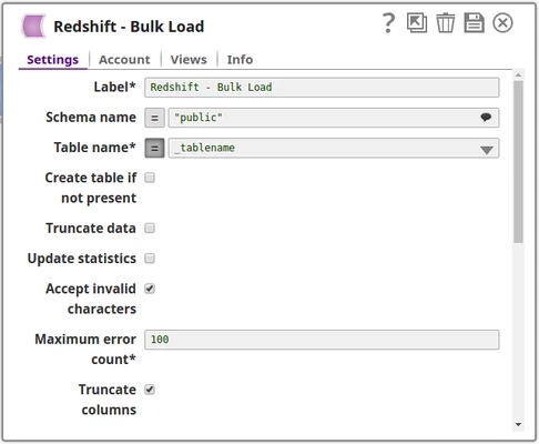 Redshift Bulk Load Configuration With Expression