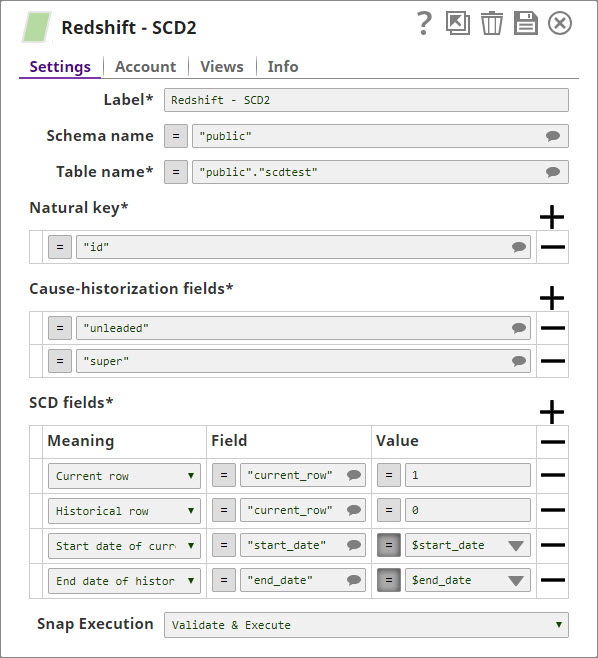 Redshift SCD2 Configuration