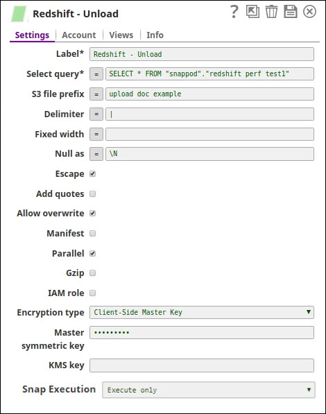 Redshift Unload Configuration