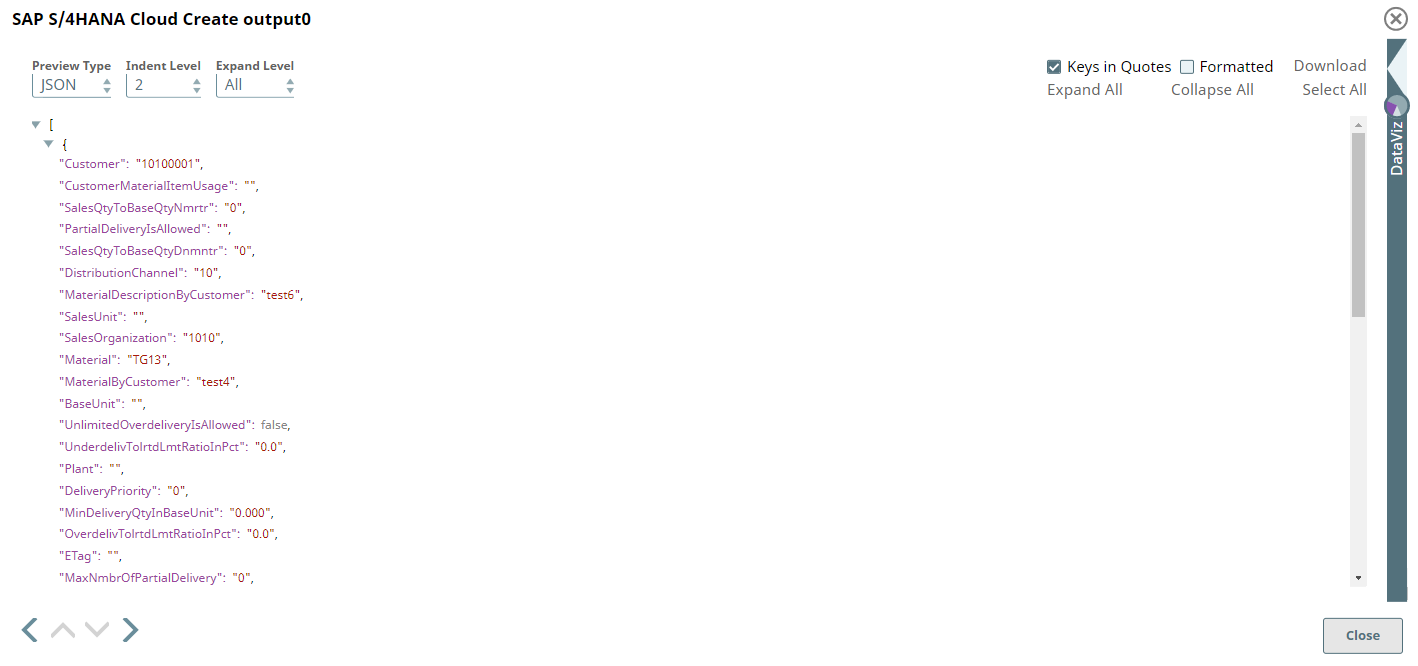 Cloud Create Snap output
