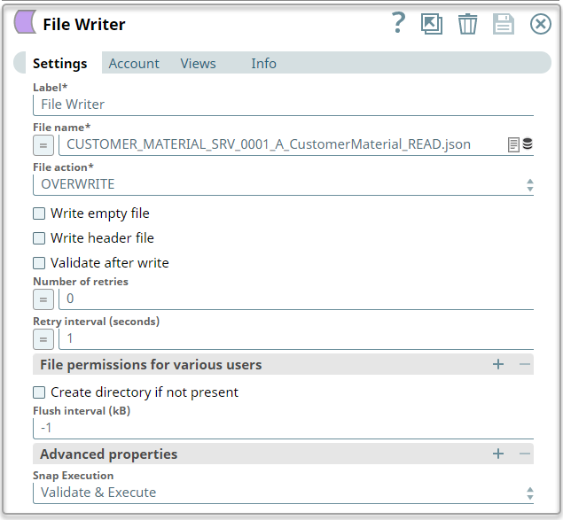 File Writer Snap configuration