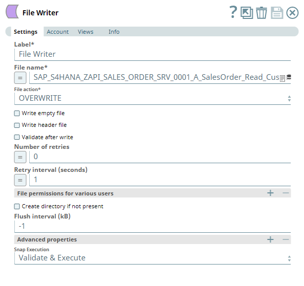 File Writer Snap configuration