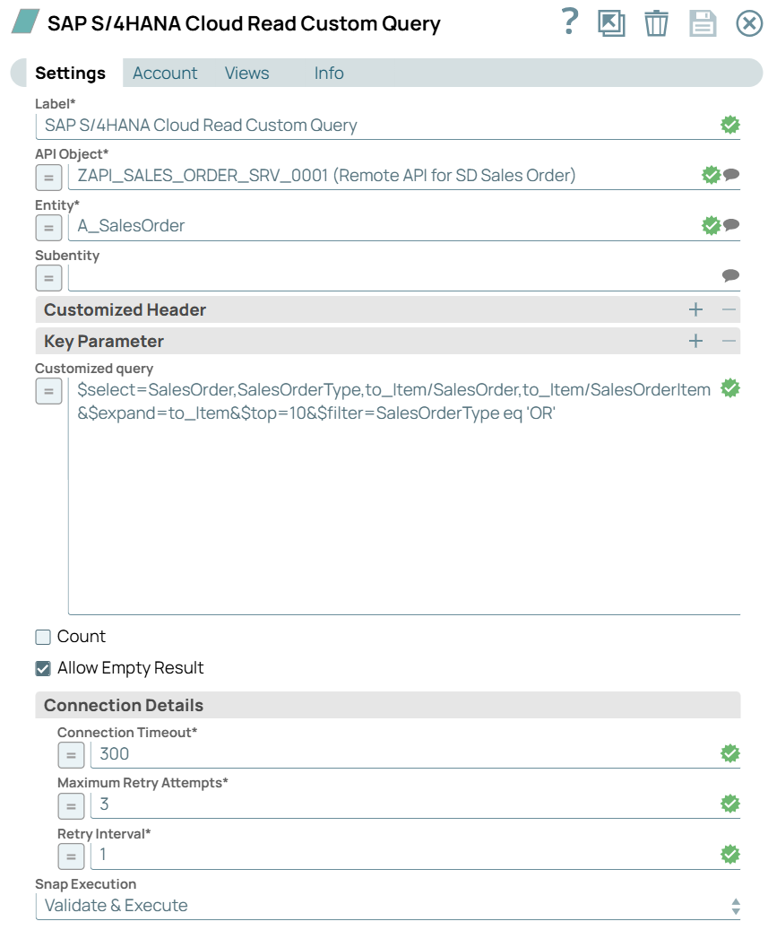 Cloud Read Custom Query Snap configuration