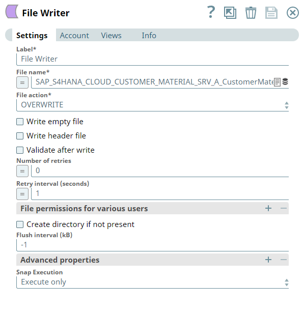 File Writer Snap configuration