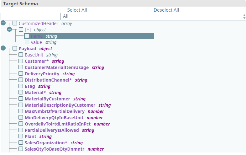 SAP S/4HANA Cloud Update Snap input schema
