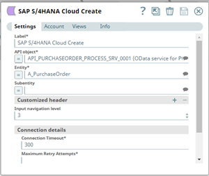 SAP S/4HANA Cloud Create Snap configuration